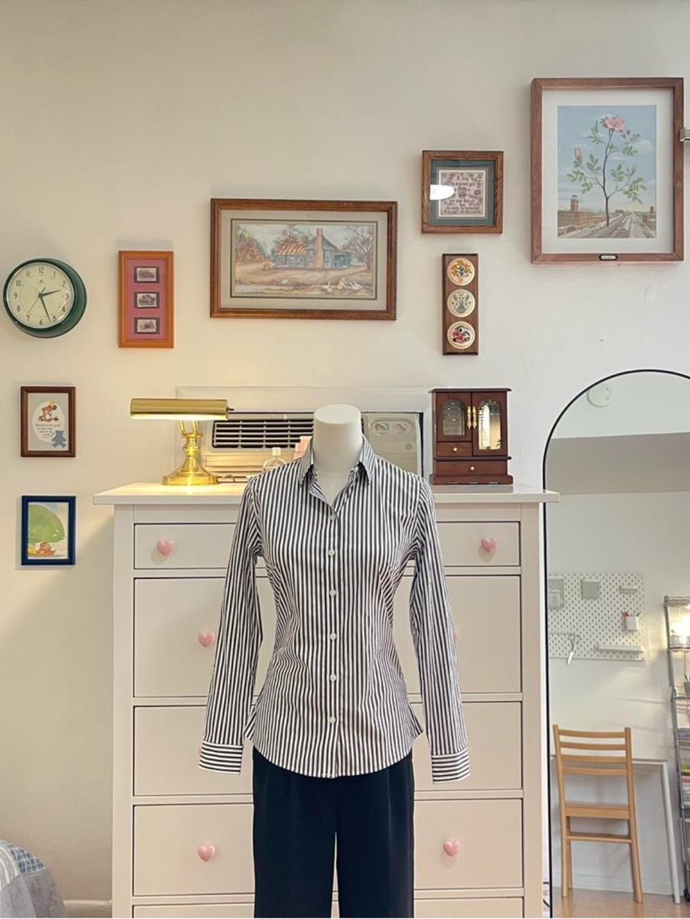 Banana Republic Black and White Striped Shirt